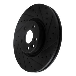 Volvo XC60 Brake Rotor (1) - Front Right - R1 Concepts - Drilled & Slotted - Black - `16-`17